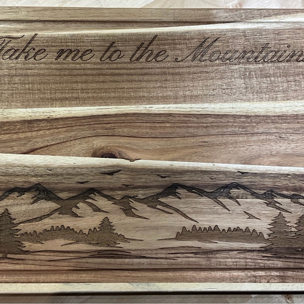 Engraved Acacia Natural Wood Cutting Board LARGE